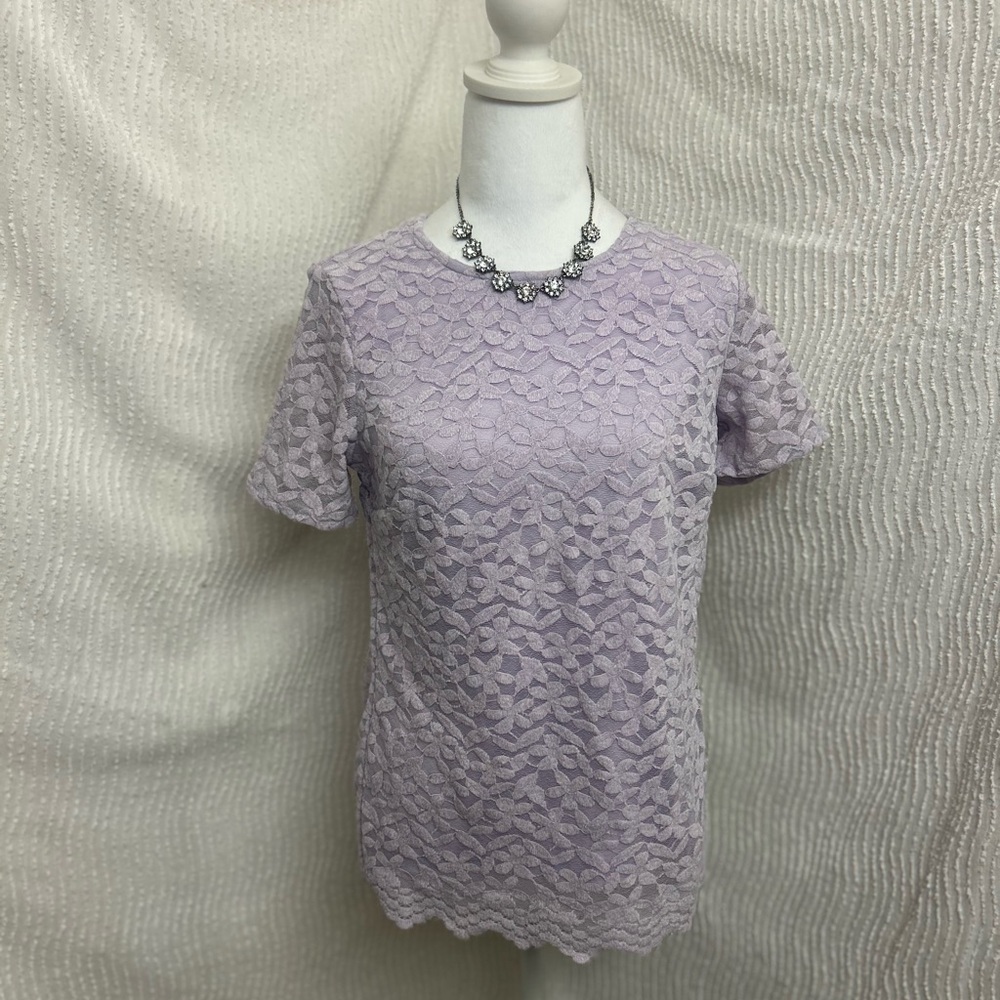Teddi Rose Women’s Light Purple Lace Floral Top XS NWT Oversized Blouse
